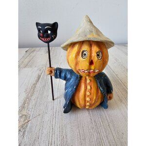 Bethany lowe pumpkin parade RARE scarecrow cat mask Halloween figurine statue de